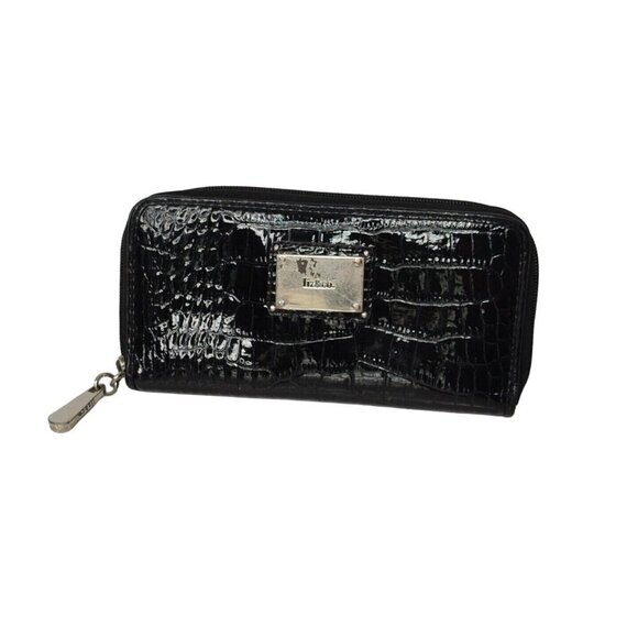 Liz & Co Checkbook Card Wallet Croc Embossed Zipper Closure Faux Leather - Picture 1 of 7